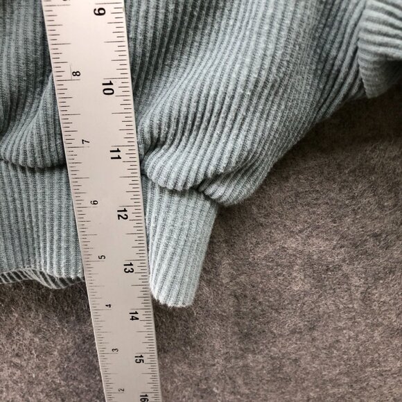 Bo+Tee Cropped Sweatshirt Womens XS Ribbed Crewneck Active Light Blue Teal - Picture 8 of 8